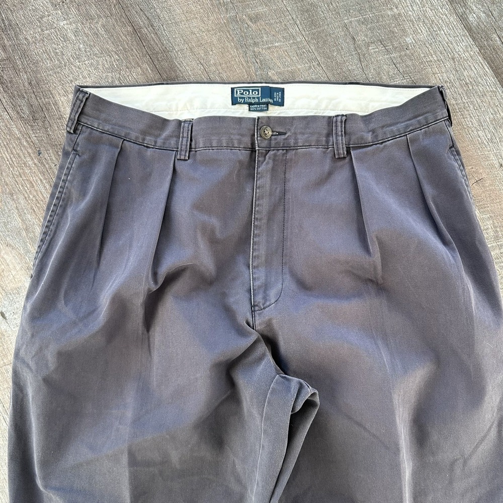 Vintage Polo Ralph Lauren Andrew Pants Mens 34x30 Navy Faded Pleated Baggy Y2K